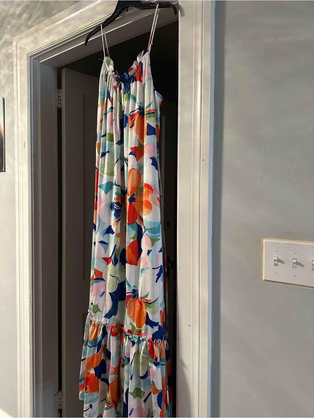 Floral Maxi Dress in White, Blue, Orange, Green